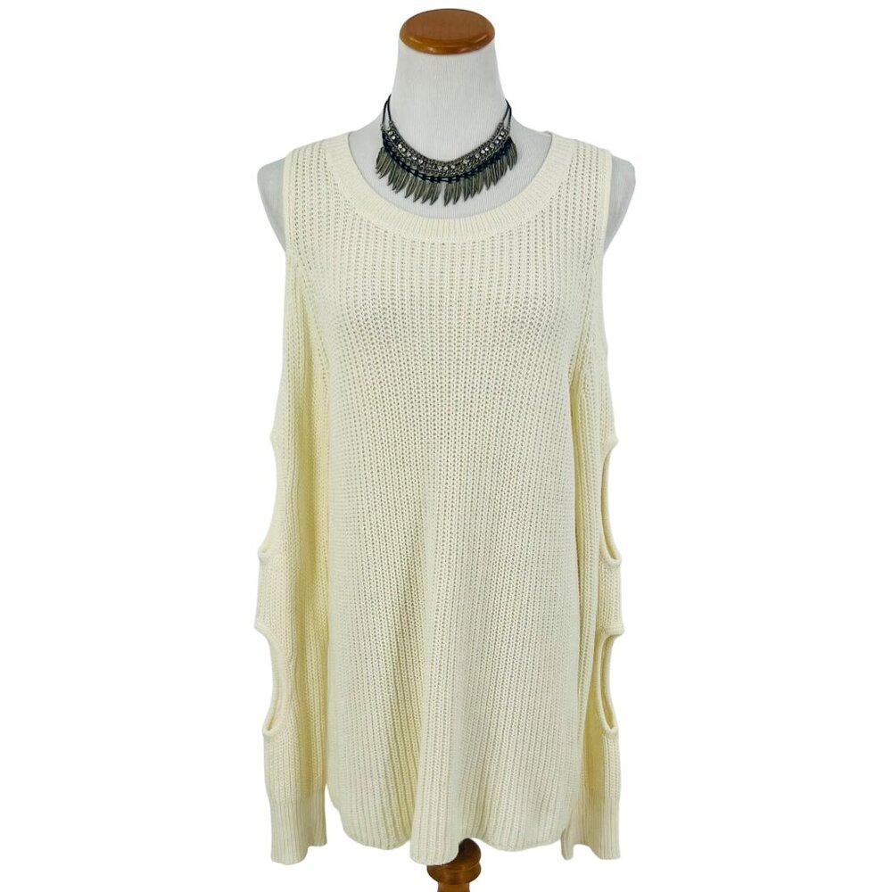 Trouvé Designer Cream Cold Shoulder Sweater Dress Tunic